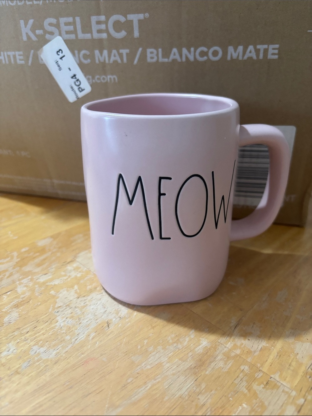 MEOW Pink Ceramic Mug by Rae Dunn